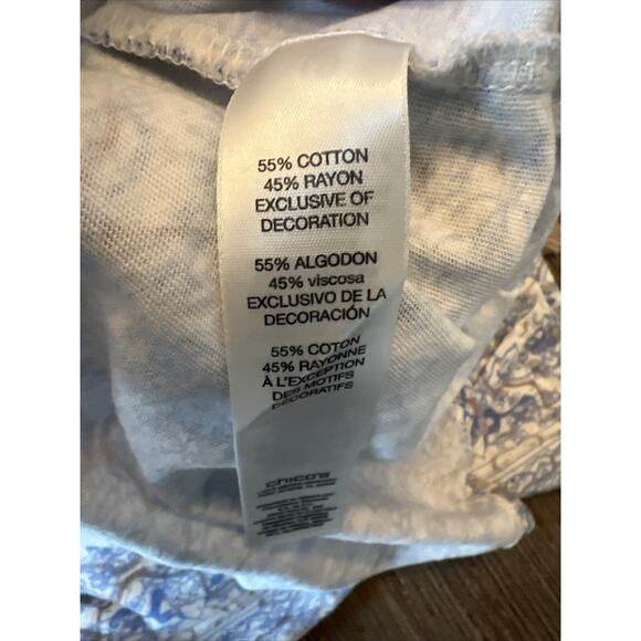 Chico's chicos size 2 Large Blue Yellow embroidery Beads Sequins embelished - Picture 9 of 9